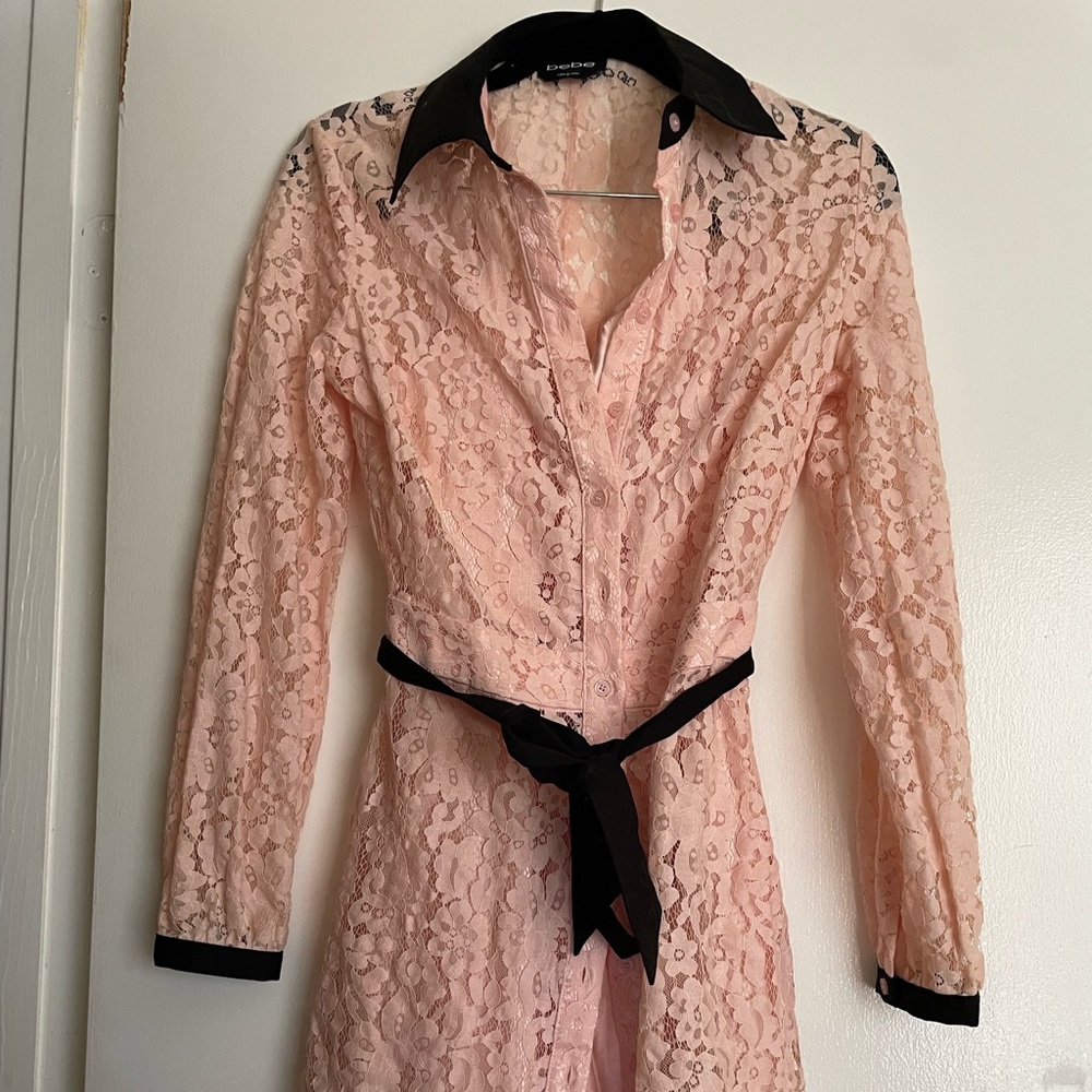 Hehe Pink/Black Lace Dress with Silk Slip